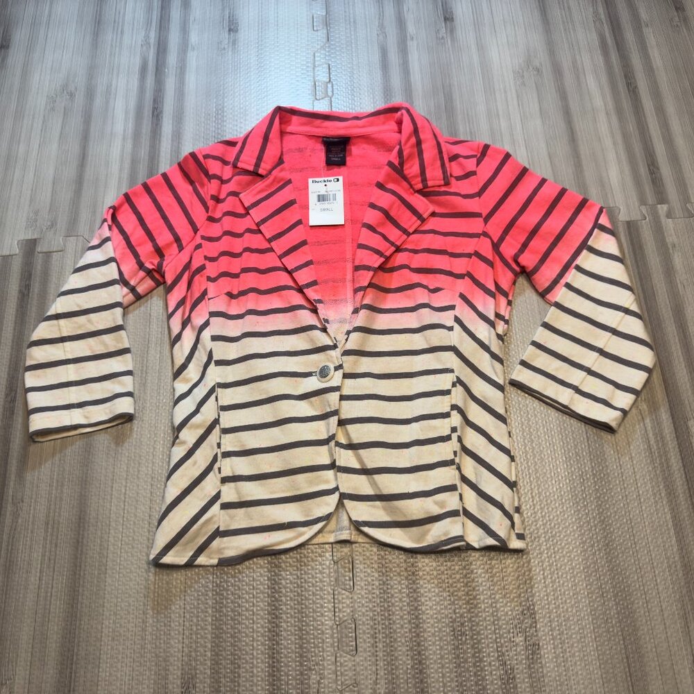 NWT Daytrip Women's Two Tone Striped 3/4 Sleeve Blazer